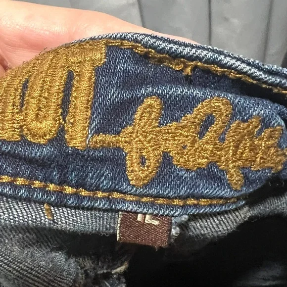 Kut from the Kloth Embroidered Bootcut Jeans Size L Y2K Cross Pocket Denim - Picture 8 of 10
